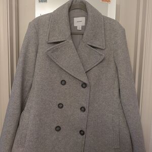 Stylish Classic Gray Double-Breasted Coat Old Navy NWOT
